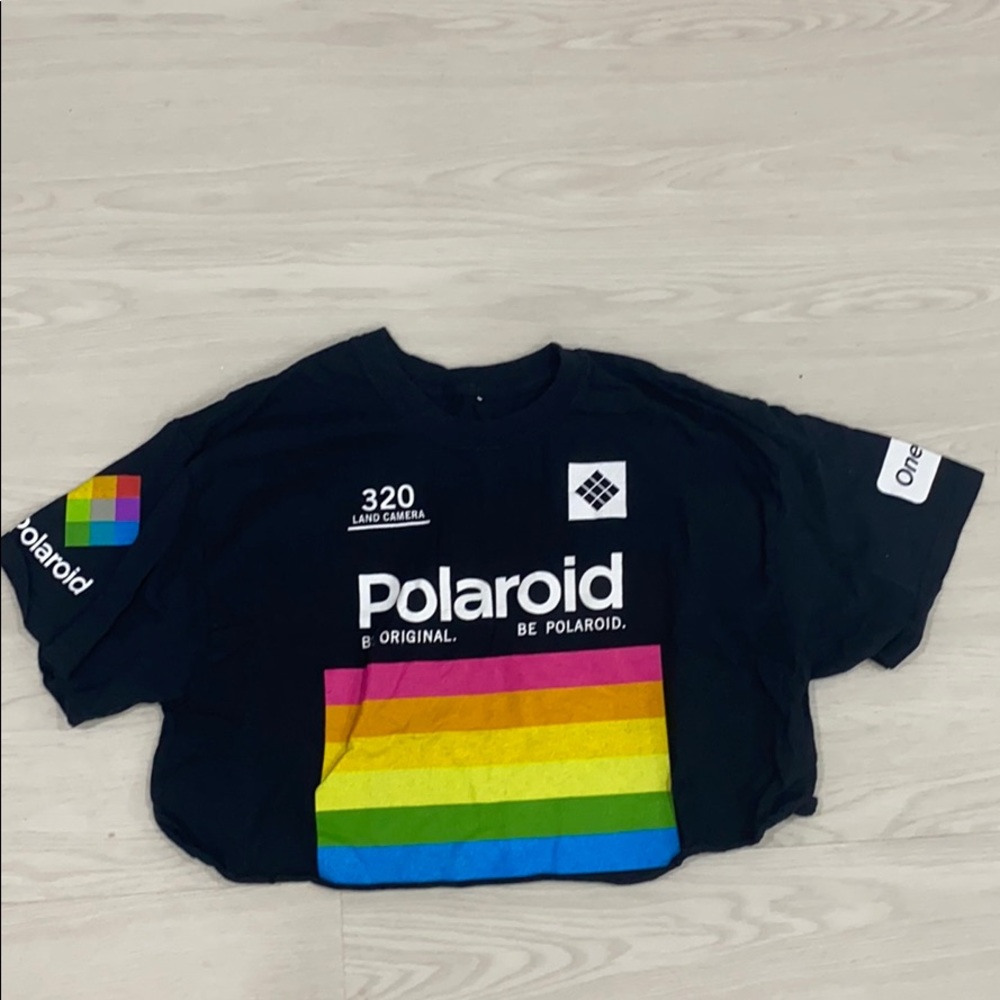 polaroid black crop tee from Pacsun